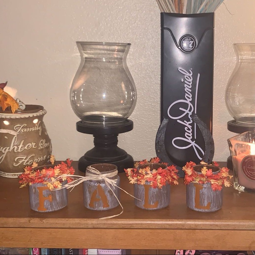 Small hand painted jars